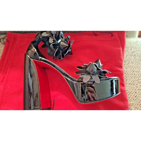 Christian Louboutin Daisy Spikes Alta 85 Black Platform Heel Sandal Pump SZ 36 - Picture 13 of 16